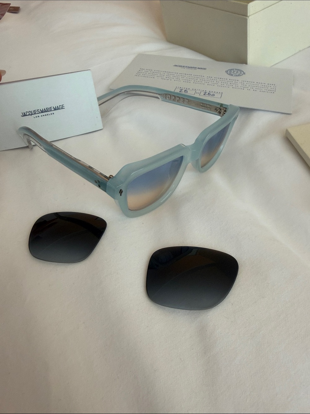 Jacques Marie Mage Taos square light blue sunglasses - Picture 3 of 7